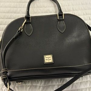 Dooney and Bourke black saffiano leather satchel handbag